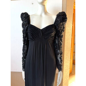 Jayna New York Black Knit Long Goth Style Maxi Dress Fairy Whimsigoth Sz S 6